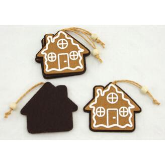 ZÁVĚS PERNÍČEK DOMEK 7cm 4ks*HNĚDÁ