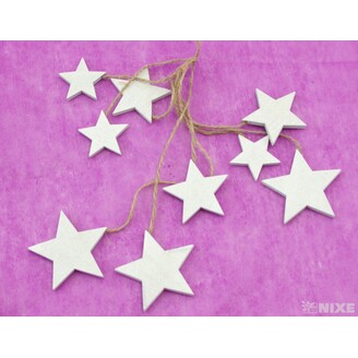 HVĚZDA DŘEVO 6-5-4cm 9ks*BÍLÁ