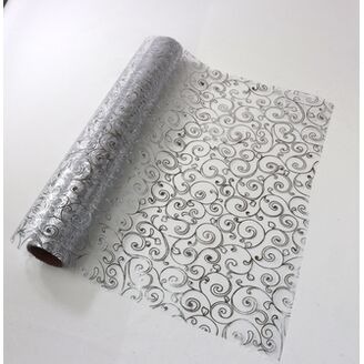 ORGANZA TISK 2231 36cmx5yd*STŘÍBRNÁ