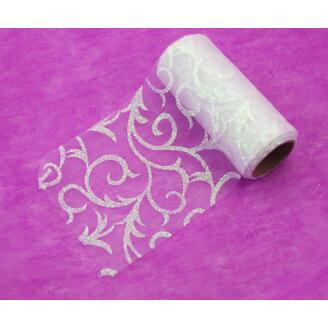 ORGANZA GLITR 2228 12cmx10yd*BÍLÁ