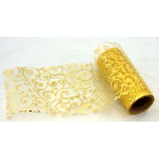 ORGANZA TISK 2230 12cmx10yd*ZLATÁ