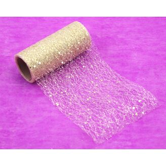 SPIDER ORGANZA BROKÁT 12cmx5yd*ZLATÁ SV.