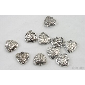 ZÁVĚS KOV SRDCE 10ks 3cm*STŘÍBRNÁ