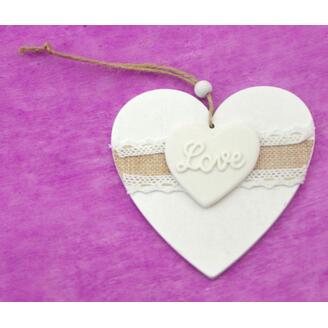 ZÁVĚS SRDCE DŘEVO 12cm*BÍLÁ