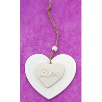 ZÁVĚS SRDCE DŘEVO 9cm*BÍLÁ