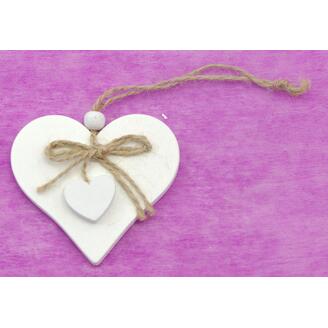 ZÁVĚS SRDCE DŘEVO 8cm*BÍLÁ
