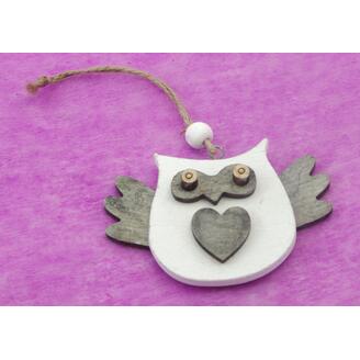 ZÁVĚS SOVA DŘEVO 7cm*MIX BAREV