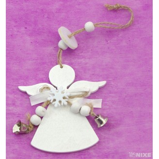 ZÁVĚS ANDĚL DŘEVO 9cm*BÍLÁ