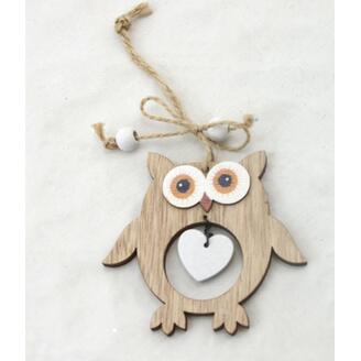 ZÁVĚS SOVA DŘEVO 8cm*PŘÍRODNÍ