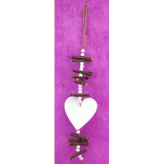 SRDCE NA PROVÁZKU 10x35cm*BÍLÁ