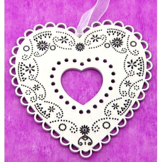 ZÁVĚS SRDCE 13x23cm*BÍLÁ