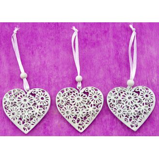 ZÁVĚS SRDCE PLECH 5cm 3ks*BÍLÁ