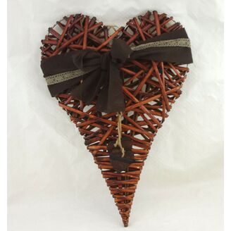 SRDCE RATTAN 42cm*HNĚDÁ