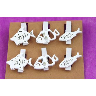 RYBA NA KOLÍČKU 3x3cm 6ks*BÍLÁ