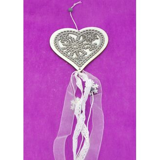 ZÁVĚS SRDCE 12cm 50cm*STŘÍBRNÁ