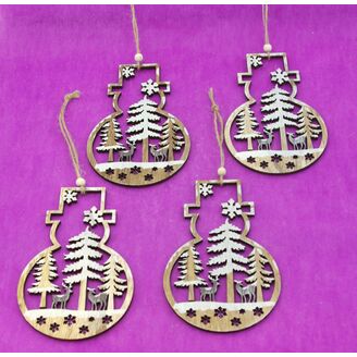 ZÁVĚS SNĚHULÁK D 18x11cm 4ks*PŘÍRODNÍ