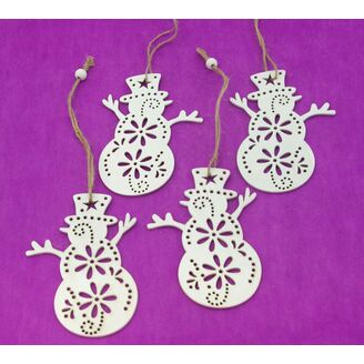 ZÁVĚS SNĚHULÁK D 14,5cm 4ks*BÍLÁ