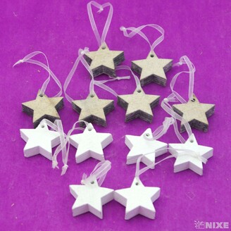 ZÁVĚS HVĚZDA 4cm 12ks*PŘÍRODNÍ