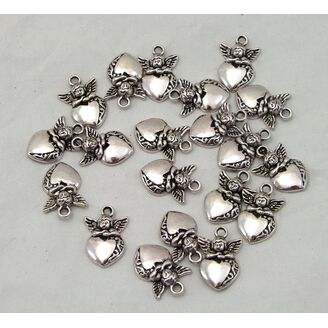 ZÁVĚS KOV SRDCE 20ks 2,5cm*STŘÍBRNÁ