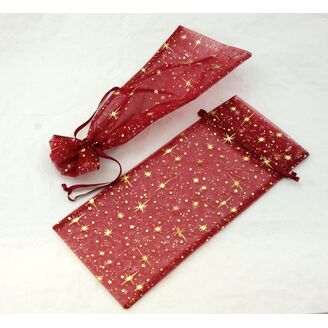 SÁČEK ORGANZA HVĚZDA 14x34cm*BORDOVÁ