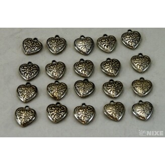 ZÁVĚS KOV SRDCE 20ks 2cm*STŘÍBRNÁ