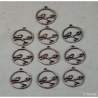 ZÁVĚS KOV PTÁČEK 10ks 3cm*STŘÍBRNÁ