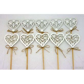 ZÁPICH SRDCE 8x29cm 10ks*BÍLÁ