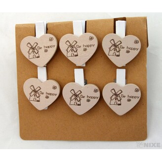 KOLÍČEK SRDCE 2,5x3,5cm 6ks*HNĚDÁ SV.