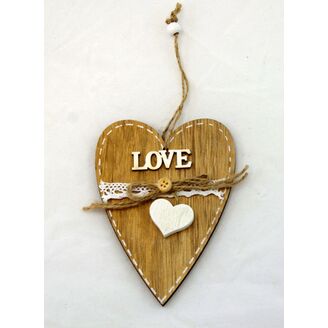 ZÁVĚS SRDCE DŘEVO 14cm*PŘÍRODNÍ