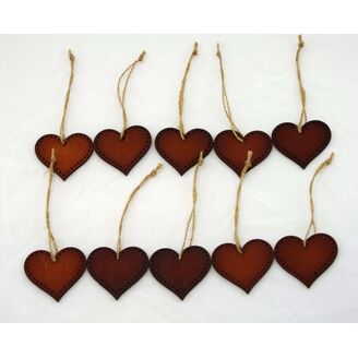 ZÁVĚS SRDCE DŘEVO 10ks 4,5cm*HNĚDÁ