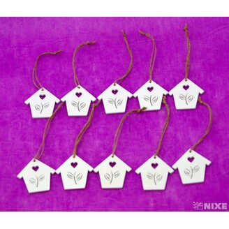 ZÁVĚS BUDKA DŘEVO 10ks 5cm*BÍLÁ