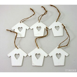 ZÁVĚS BUDKA DŘEVO 10ks 7cm*BÍLÁ