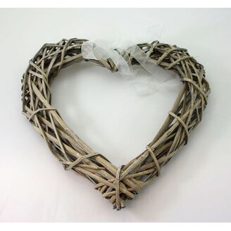 ZÁVĚS SRDCE 33cm*BÍLÁ+PŘÍRODNÍ