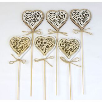 ZÁPICH SRDCE 8x28cm 6ks*BÍLÁ V+