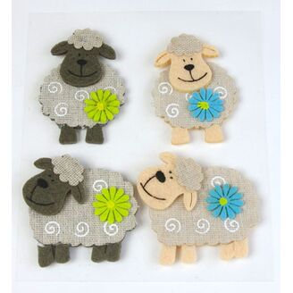 OVEČKA FILC NALEPOVACÍ 6cm 4ks*MIX BAREV