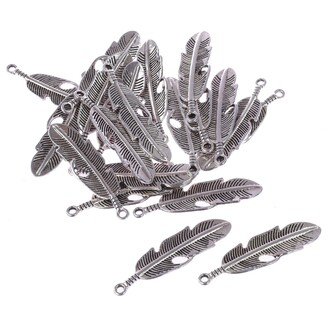 ZÁVĚS KOV PEŘÍ 20ks 4cm*STŘÍBRNÁ