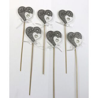 ZÁPICH SRDCE 7x27cm 6ks*STŘÍBRNÁ