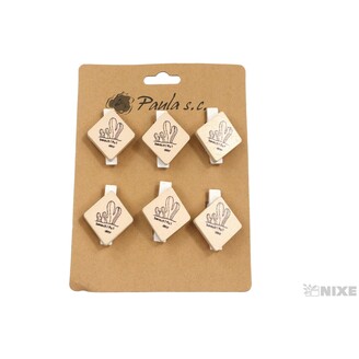 KOLÍČEK KAKTUS 2,5x3,5cm 6ks*PŘÍRODNÍ