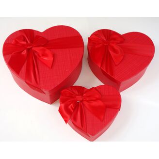 KRABICE SRDCE 3ks  20x8,5cm 16,5x7 13,5x5,5*ČERVENÁ