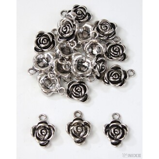 ZÁVĚS KOV RŮŽE 20ks 1cm*STŘÍBRNÁ