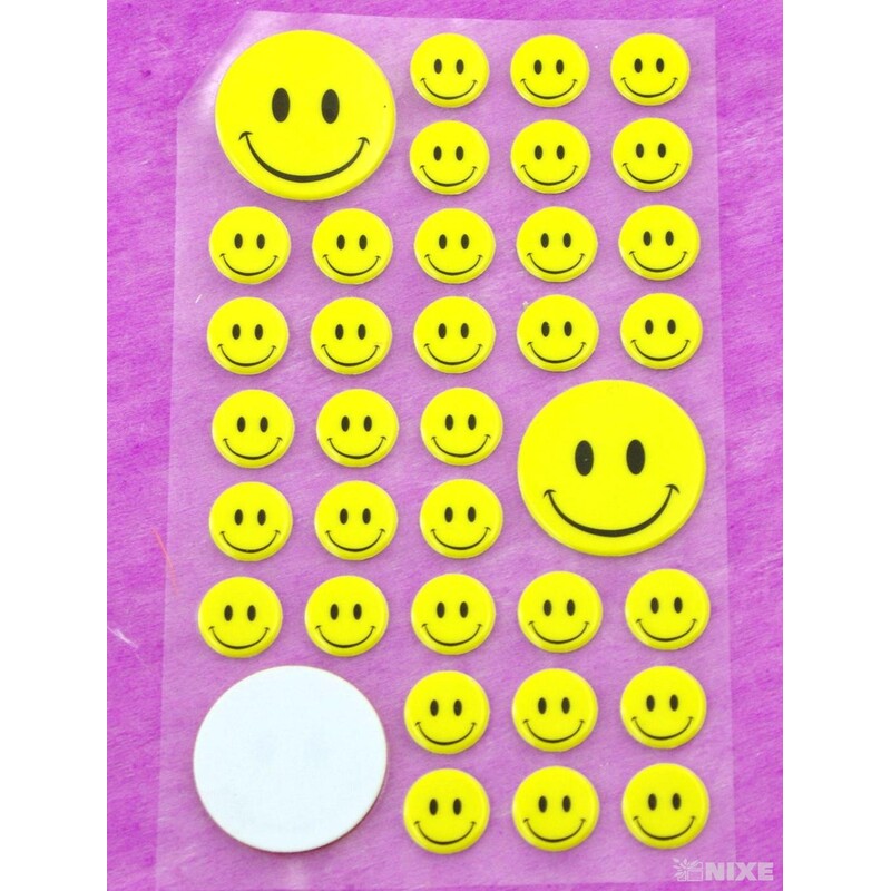 SMAJLÍK NALEPOVACÍ 1,5-3cm 36ks*ŽLUTÁ