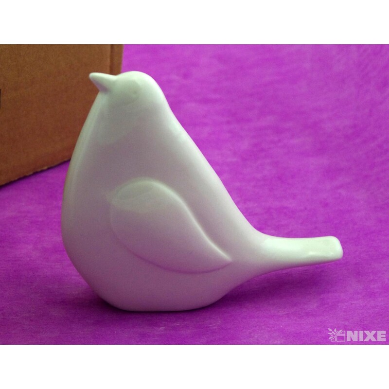 PTÁČEK KERAMIKA 14x13cm*BÍLÁ