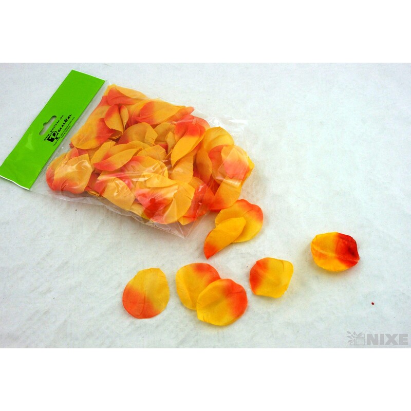 OKVĚTNÍ LÍSTKY RŮŽÍ 100ks*ORANŽOVÁ+ČERVENÁ