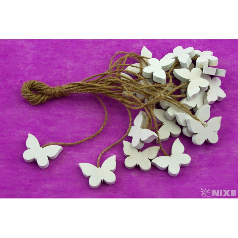 MOTÝL NA PROVÁZKU 4cm 20ks*BÍLÁ