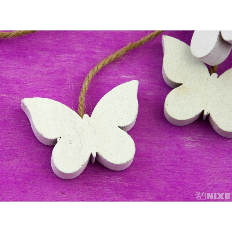 MOTÝL NA PROVÁZKU 4cm 20ks*BÍLÁ