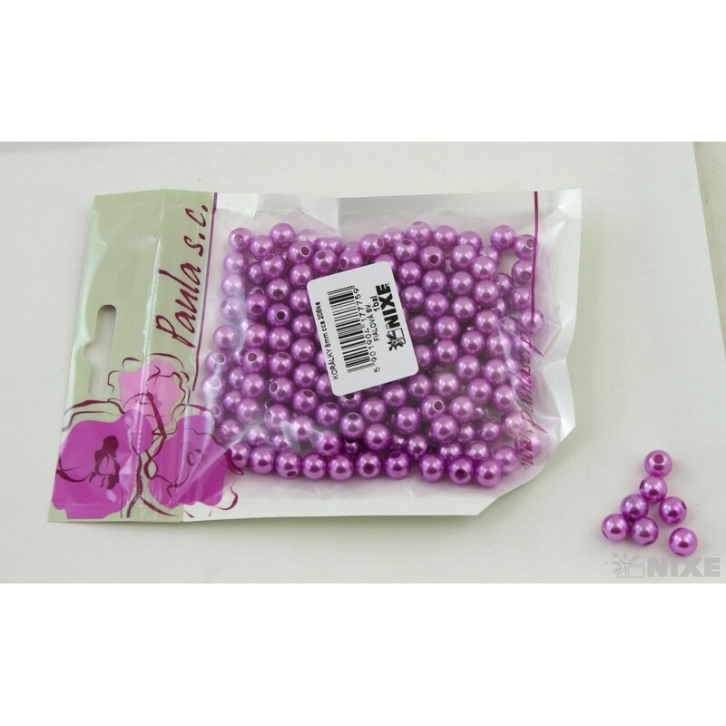 KORÁLKY 8mm cca 208ks*FIALOVÁ SV.