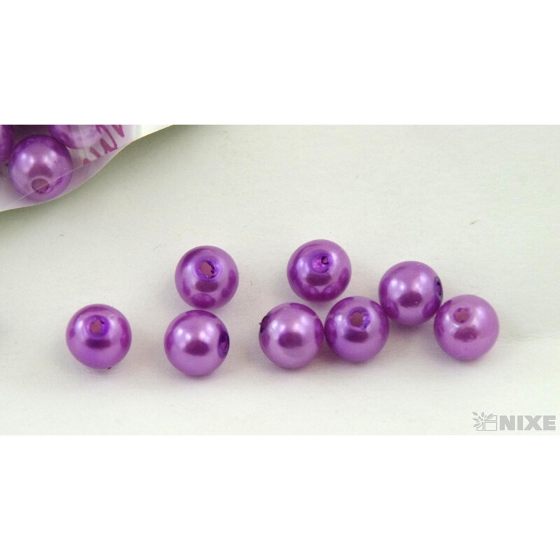 KORÁLKY 8mm cca 208ks METAL*FIALOVÁ