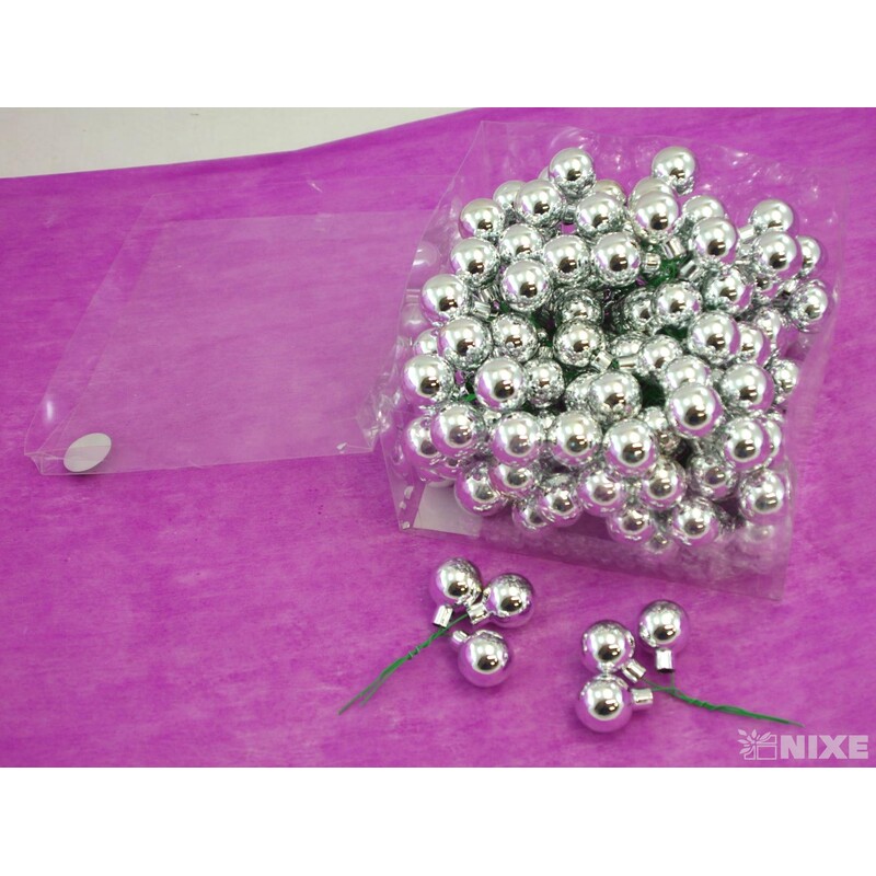 KOULE NA DR. 2,5x10,5cm 144ks*STŘÍBRNÁ