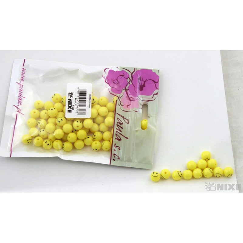 KORÁLKY SMAJLÍK 8mm*ŽLUTÁ