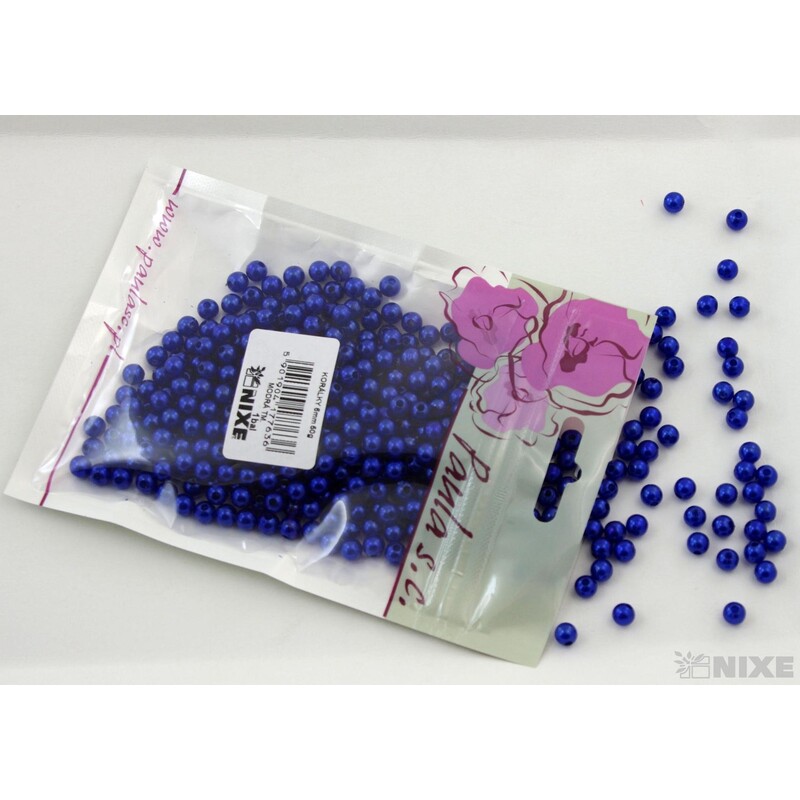 KORÁLKY 6mm 50g*MODRÁ TM.